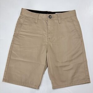 Volcom Boys Khaki Chino Shorts Size 26 Youth 10 12 Casual Skate Uniform